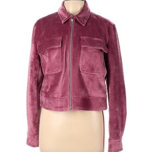 Nine West Pink Velvet Bomber Moto Jacket